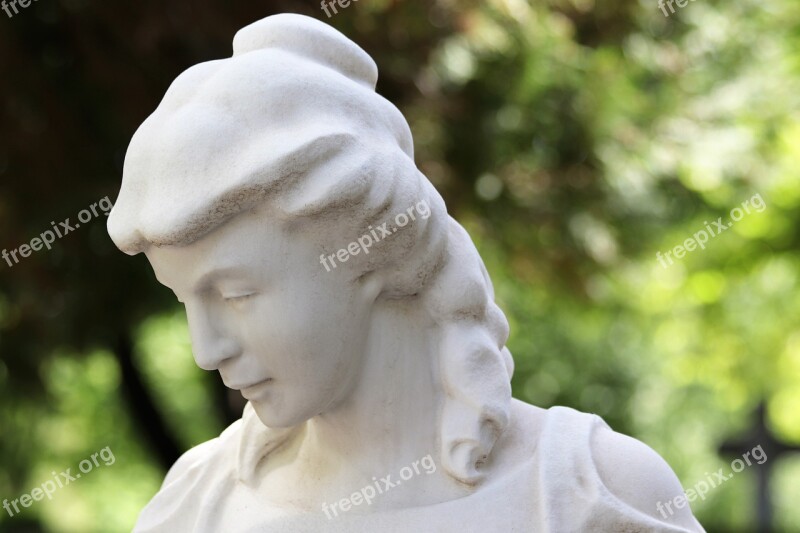 Woman Sculpture Monument Stone Cemetery Mirogoj