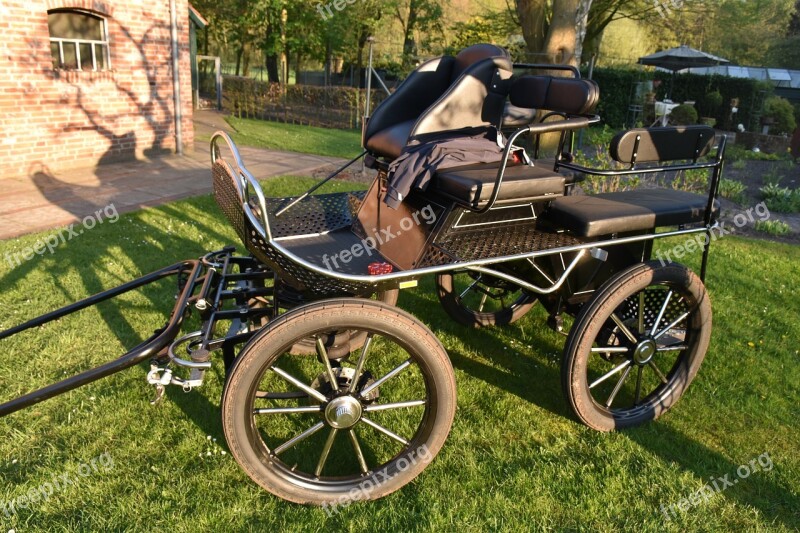 Horse Drawn Carriage Without Horses 4 Wheels Evening Light Free Photos