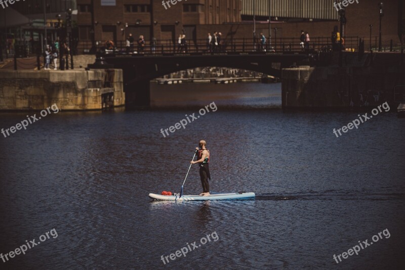 Man Kayaking In Albert Docks Liverpool England Merseyside Sport