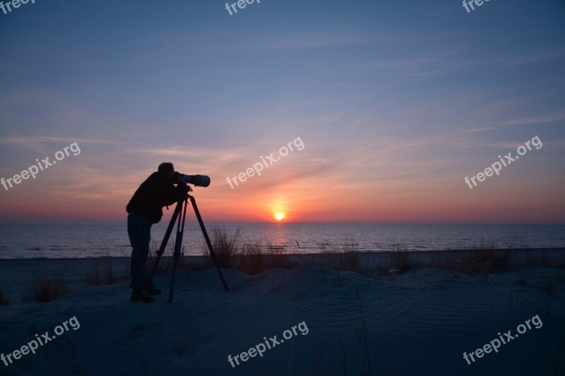 Baltic Sea Sunset Photographer Telephoto Lens Free Photos