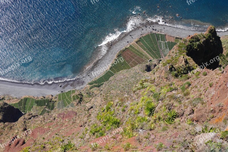 Madeira Cliff Sea Nature Rock