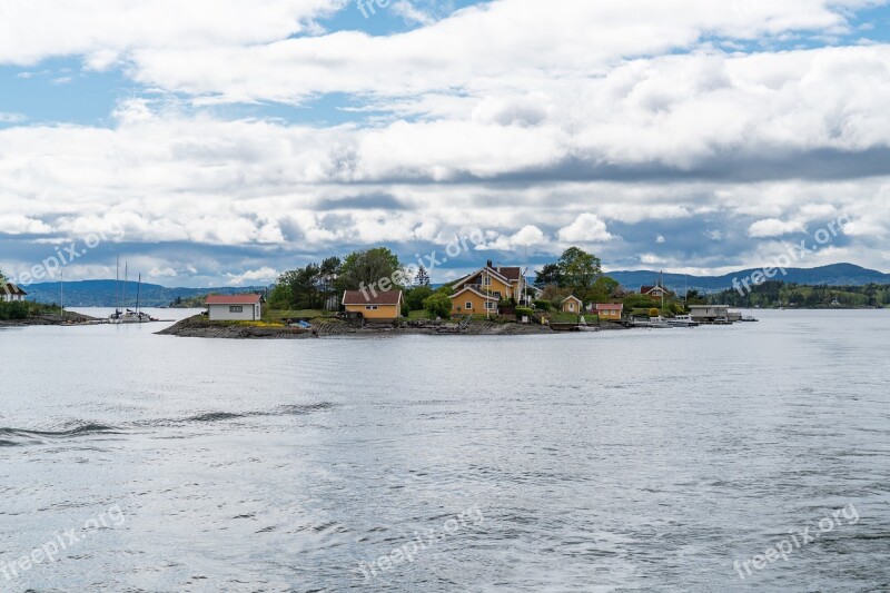 Island Houses Sea Water Norway