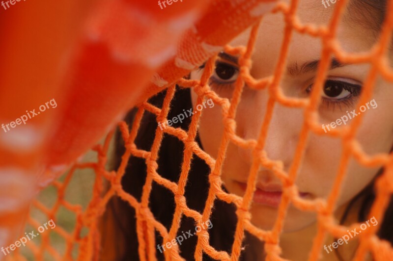 Girl Women Portrait Orange Hidden