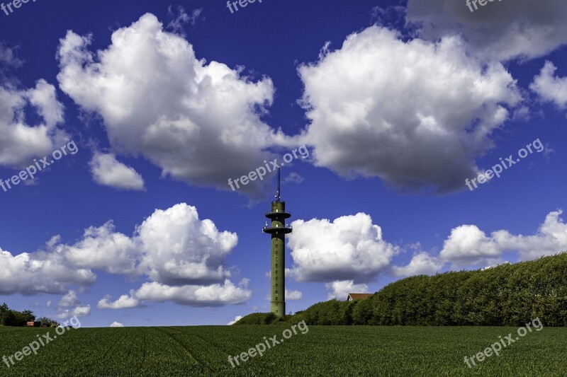 Sendemast Tower Blue Sky Clouds Tv Tower