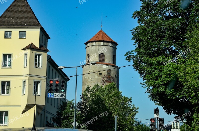 Tower Building Traffic Lights Architecture City Downtown