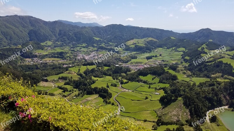 Azores Nature Landscape Trees Volcano