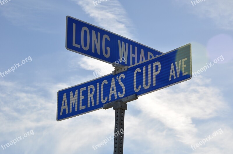 Street Sign Americas Cup Usa Directory America