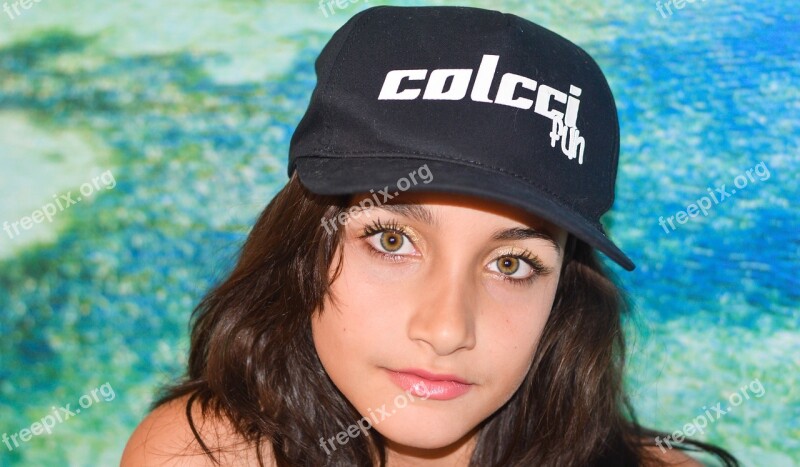 Person Female Teenager Eyes Cap