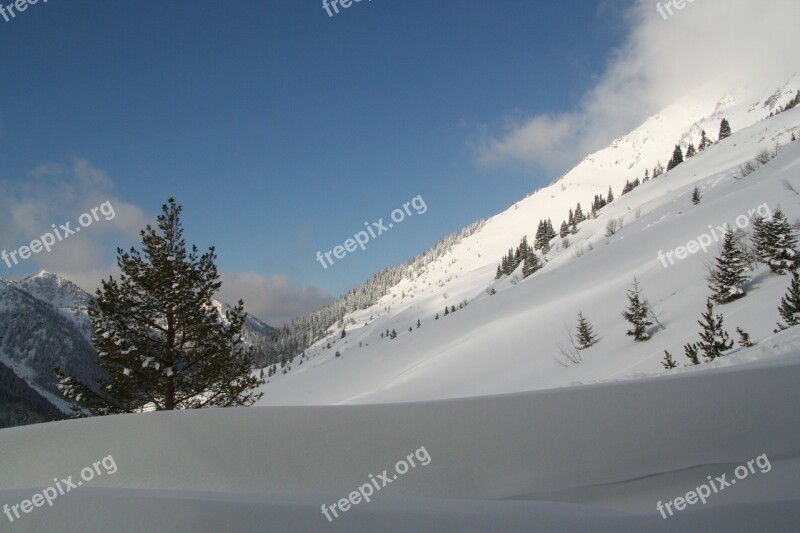 Blue Sky Over Snow Snow Skiing Winter Mountains