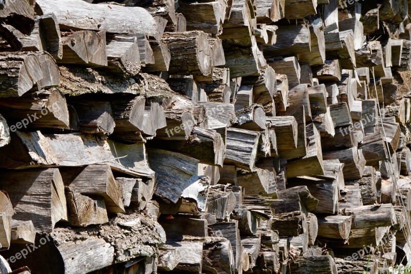 Wood Firewood Holzstapel Log Stacked