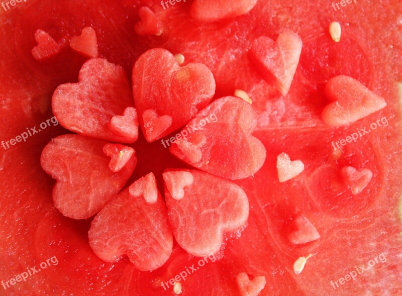 Watermelon Juicy Heart Fruit Food