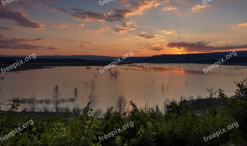 Lake Sunset Water Landscape Sky