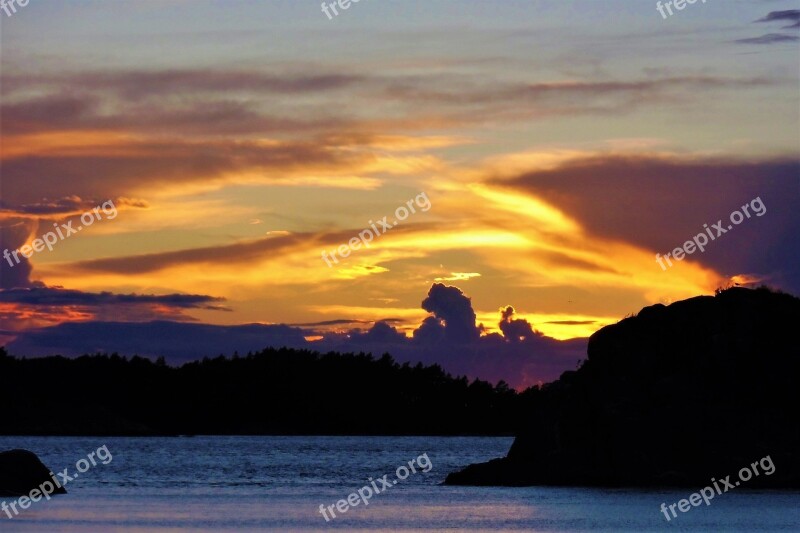 Sweden Archipelago Sail Sunset Evening Mood