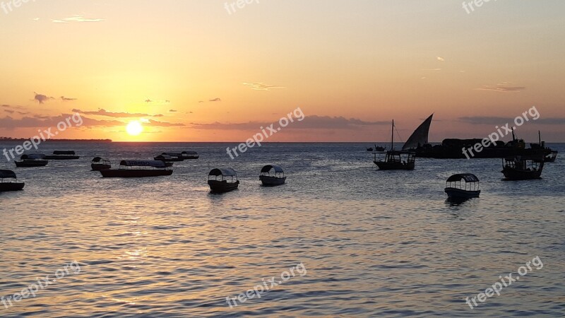 Zanzibar Tanzania Africa Sunset Boats