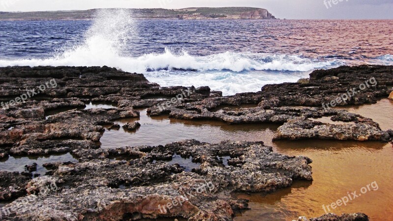 Malta Gozo Island Sea Coast Water