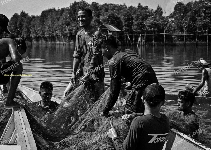 Fish Fishermen Landscape Boat Sea