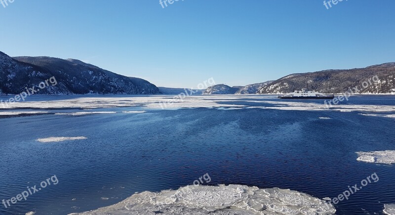 Tadoussac Fjord Water Winter Ice