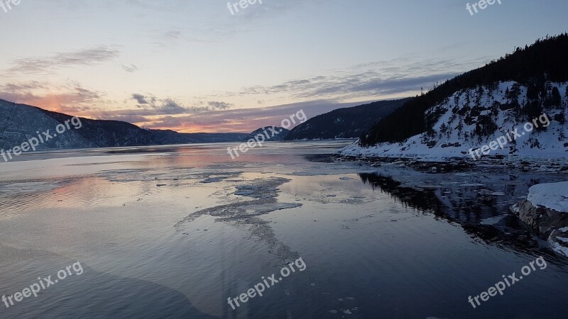 Tadoussac Fjord Water Night Winter