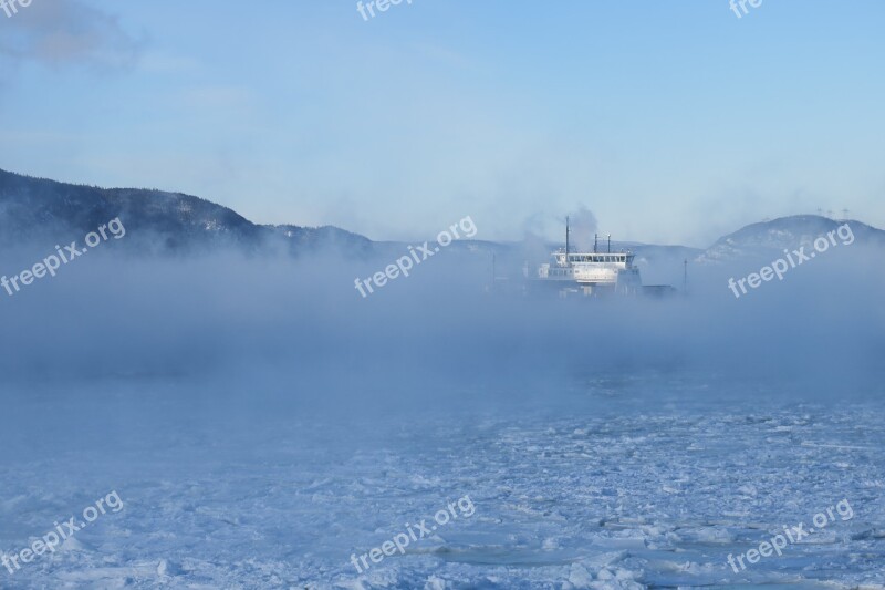 Tadoussac Fjord Water Night Winter