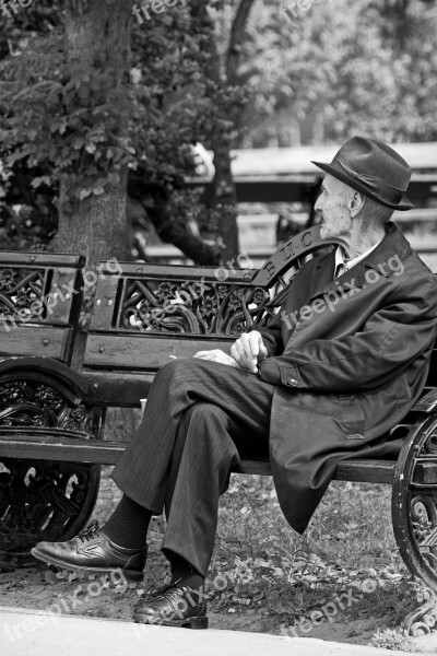 Black And White Man Person Old Resting