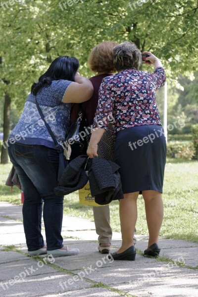 Three Women Fat Taking Pictures Of It Selfie