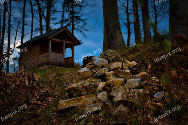 Alpine Hut Stones Forest Alm Natural Landscape