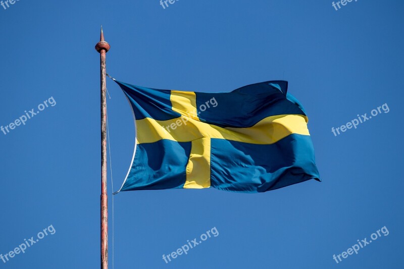 Flag Sweden Flutter Wind Sky