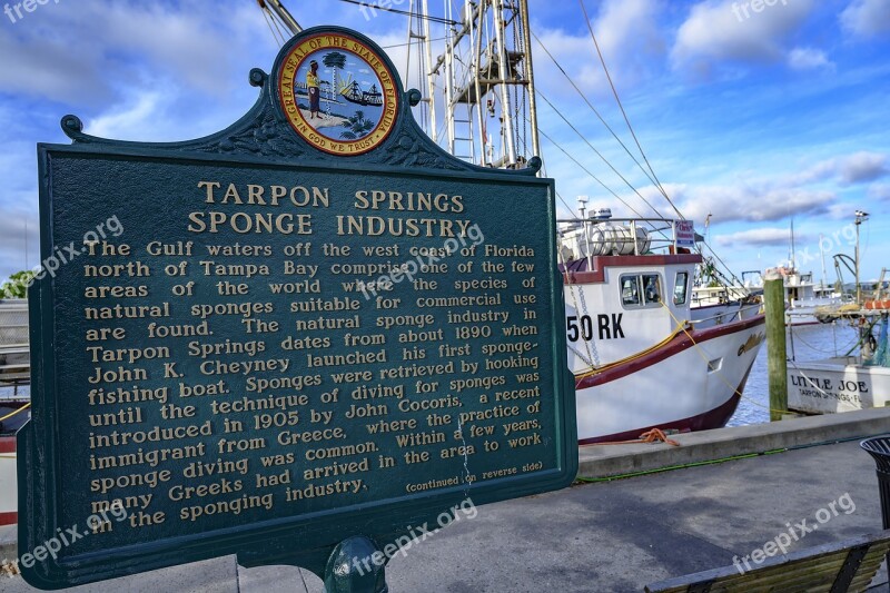 Florida Tarpon Springs Boats Dock Waterfront