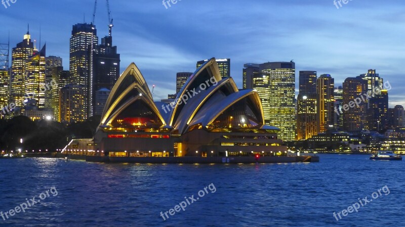 Opera Sydney Australia Night View Free Photos