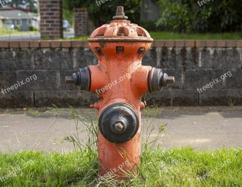 Fire Hydrant Orange Water Extinguish Fire