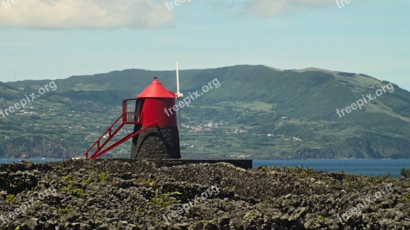 Azores Pico Island Red Mill Sea Volcanic