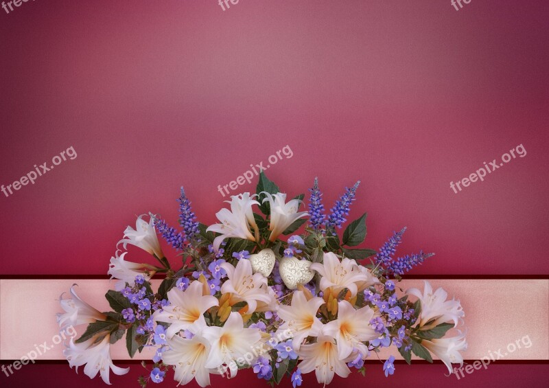 Flowers Bouquet Romantic Lilies Background Image