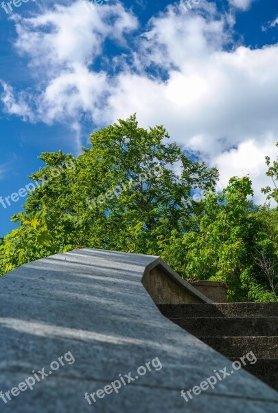 Stairs Gradually Parapet Upward Gene Sky