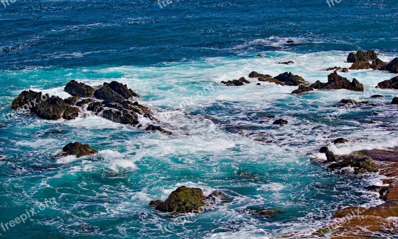 Sea Coast Waves Rocks Stones