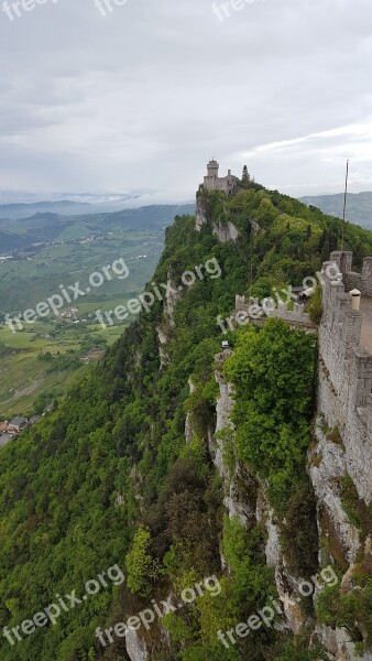 San Marino Landscape Cliff Tower Clouds