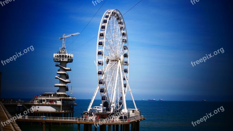 Pier Ferris Wheel Funfair Scheveningen Sea