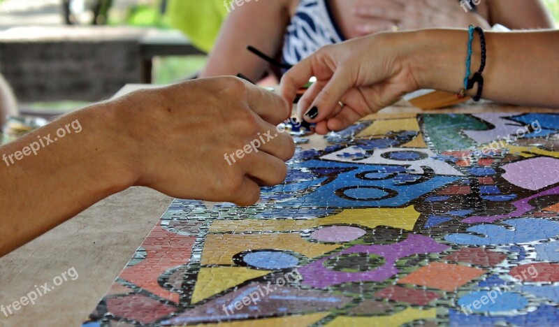 Puzzle Hands Cooperation Together Piece