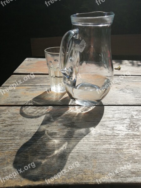 Water Glass Pitcher Morning Shadow