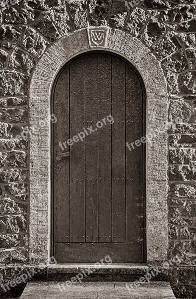 Goal Door Wooden Door Wooden Gate Stone Wall