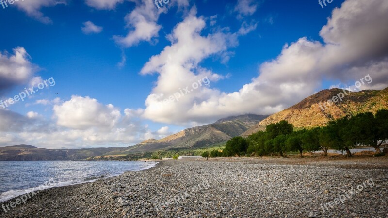 Crete Greece Coast Nature Panorama