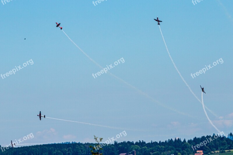 Pc-7 Aircraft Airshow Switzerland Aerial Acrobatics