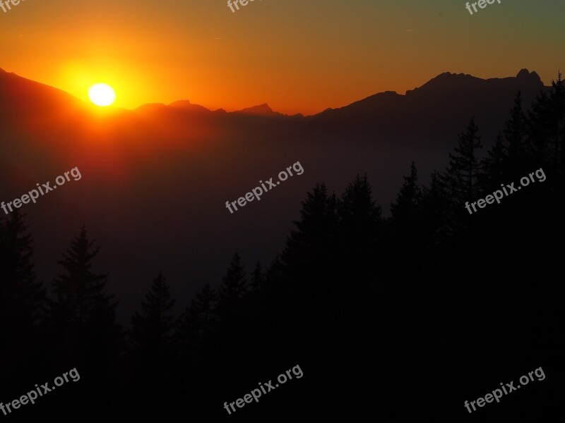 Mountains Sunset Evening Free Photos