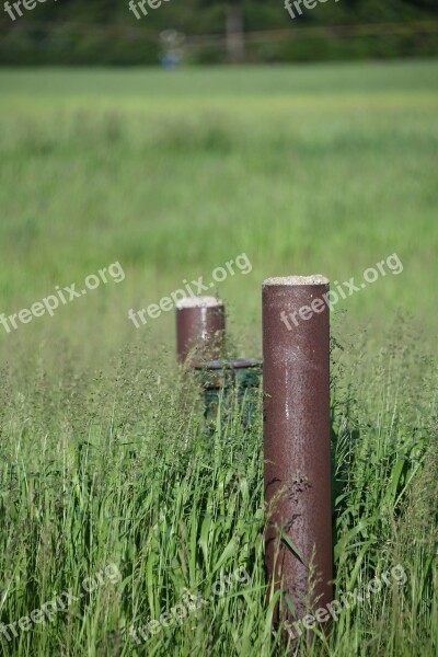 Field Post Grassland Green Brown