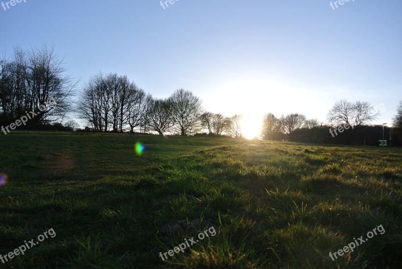 Landscape Sun Sunset Summer Field