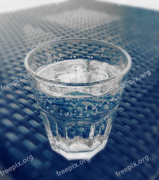 Glass Cup Bubbles Water Drink