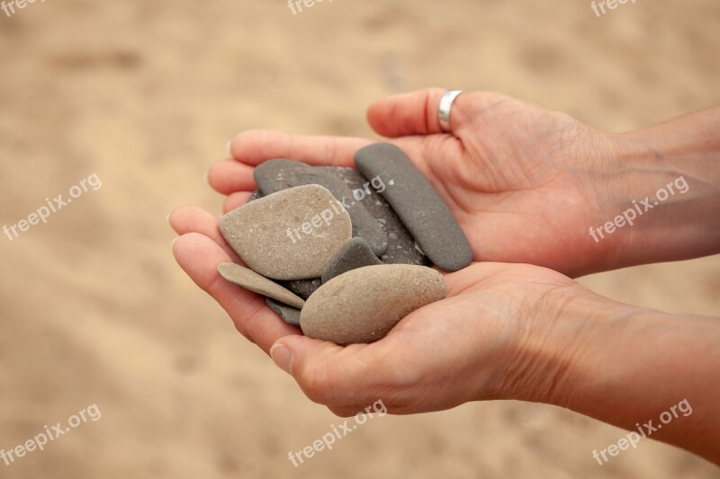 Hand Sand Hands Stones Summer