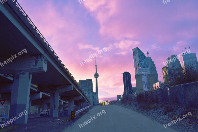 Toronto Night Sunset Colorful Afternoon