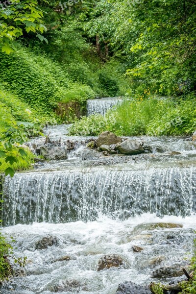 Cascade Water Waterfall Nature Landscape