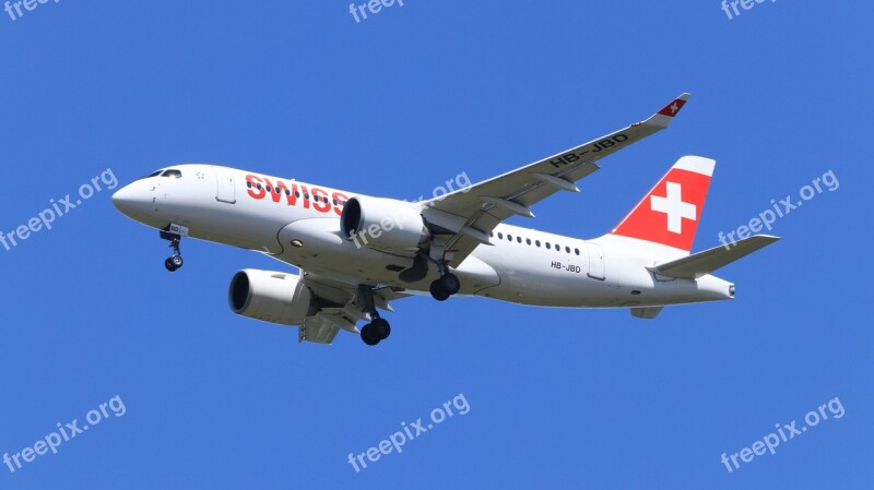 Swiss Air Landing Aircraft Arrival Sky