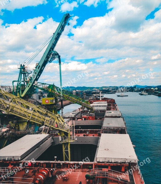 Loading Unloading Bulk Carrier Grain Japan